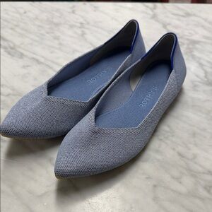 ROTHY'S Blue Metallic Pointed Toe Slip On Flats Size 8